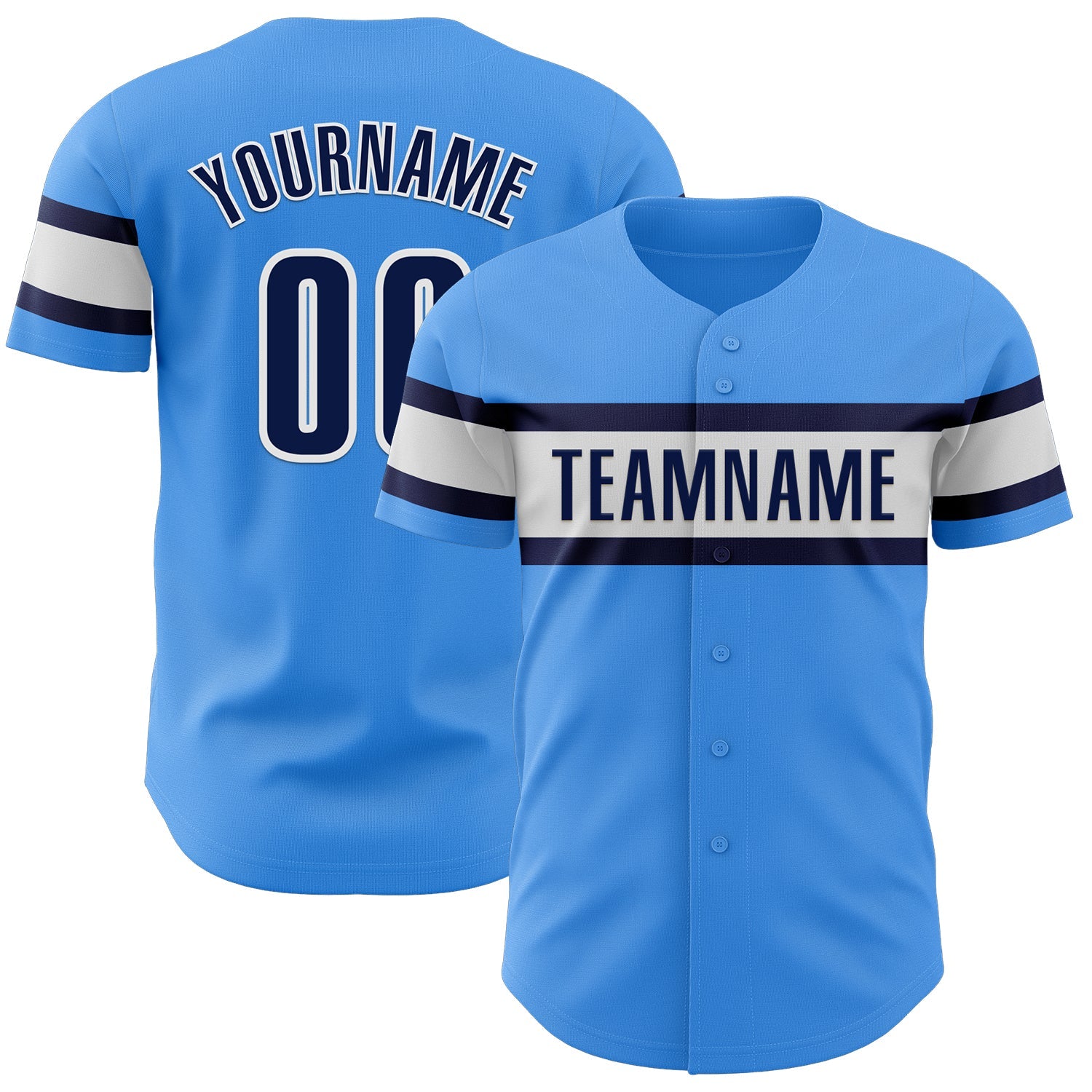 Custom Electric Blue Navy-White Authentic Baseball Jersey - Main View