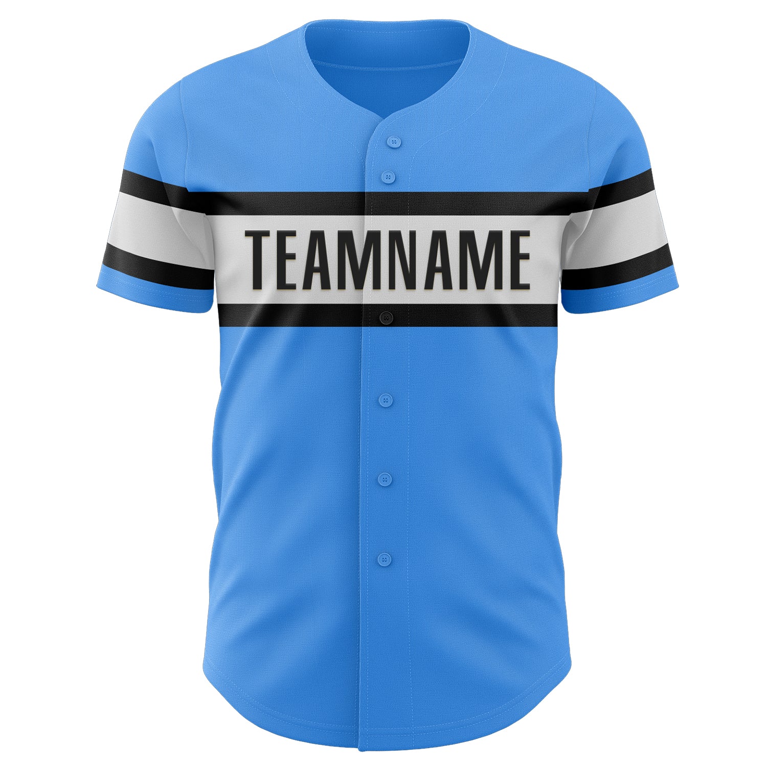 Custom Electric Blue Black-White Authentic Baseball Jersey view 2
