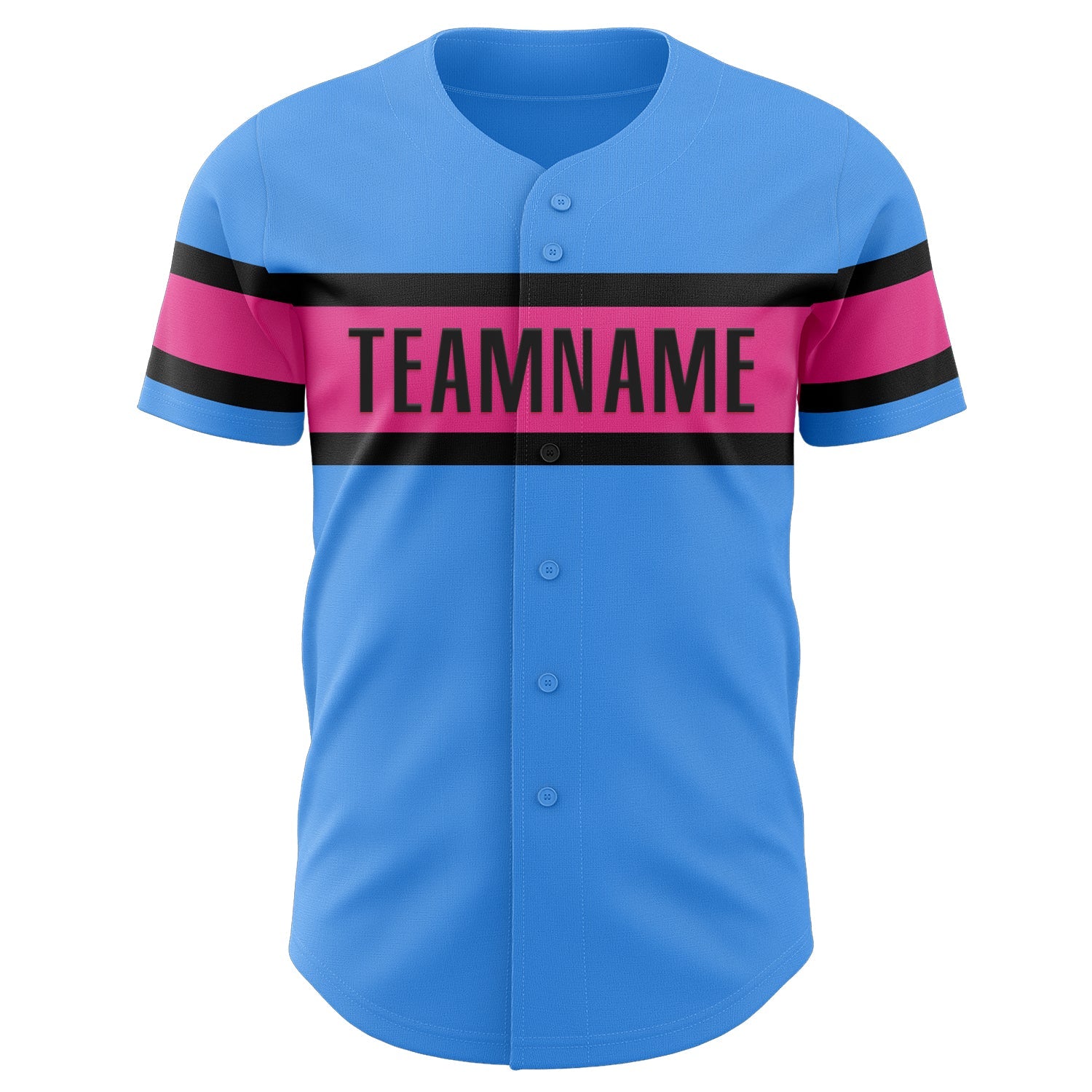 Custom Electric Blue Pink-Black Authentic Baseball Jersey view 2