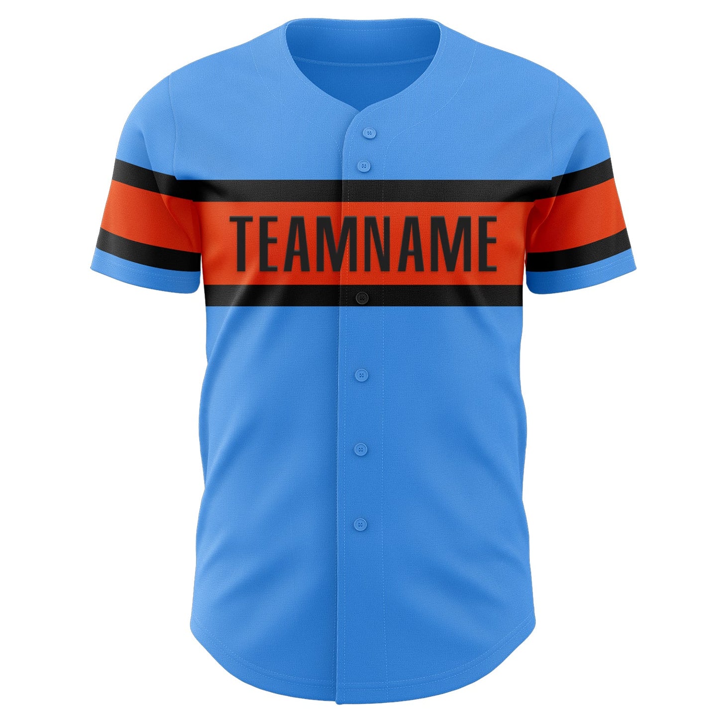 Custom Electric Blue Orange-Black Authentic Baseball Jersey view 2