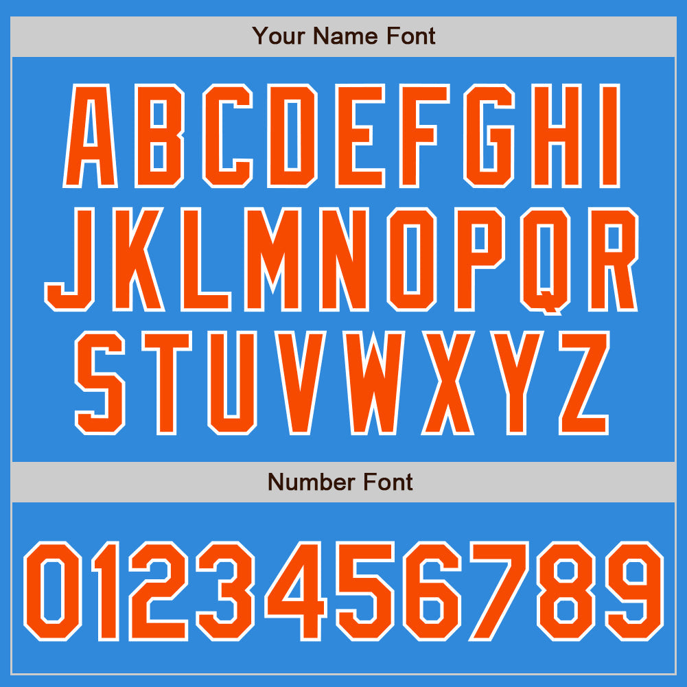 Custom Electric Blue Orange-White Authentic Baseball Jersey view 4
