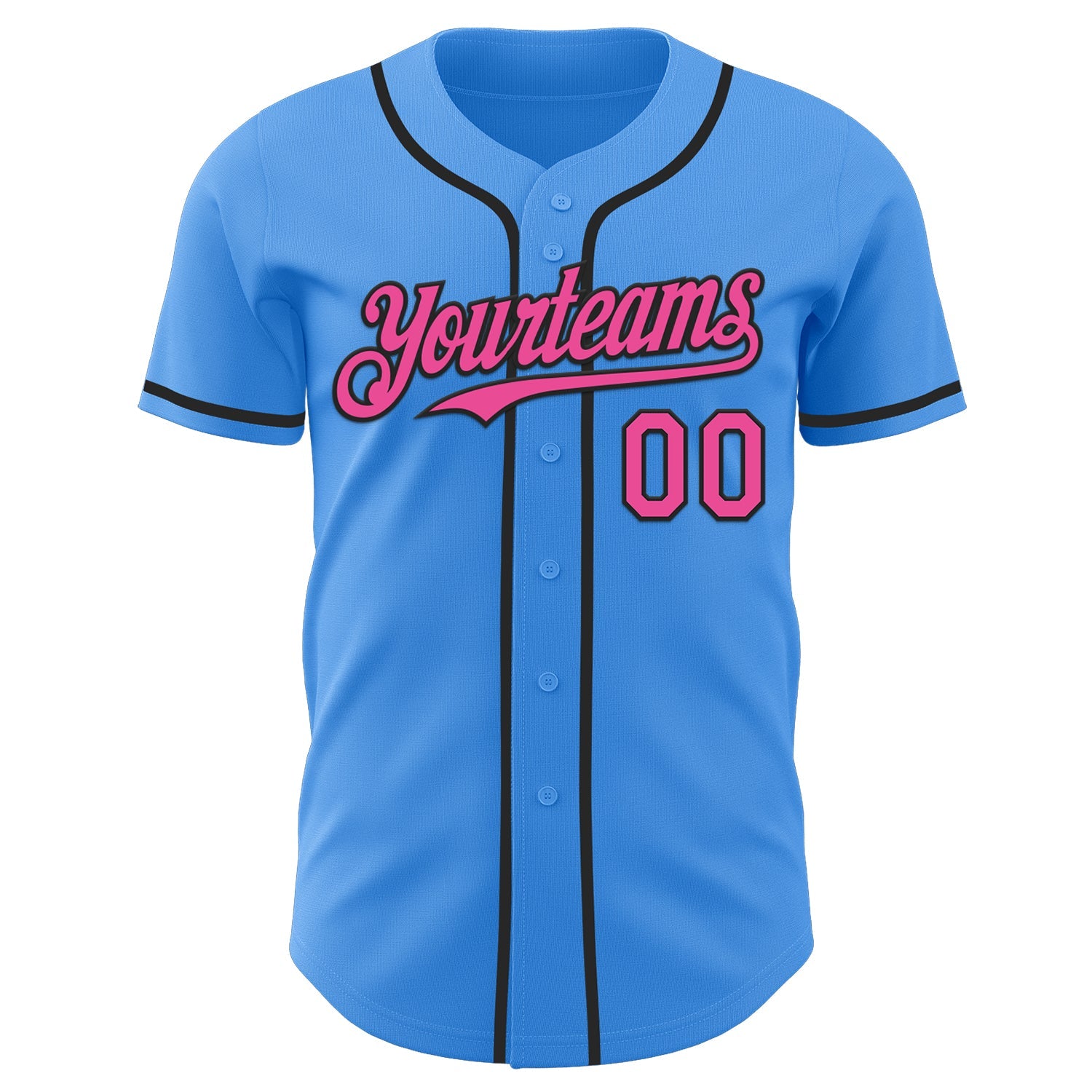 Custom Electric Blue Pink-Black Authentic Baseball Jersey view 2