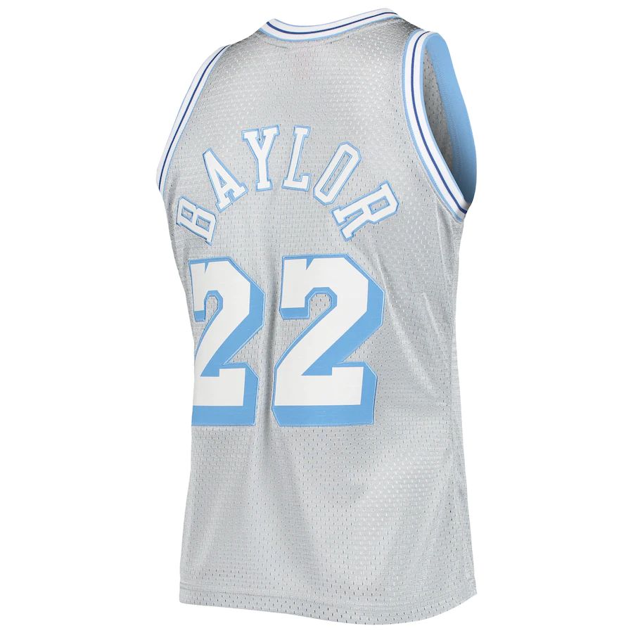 LA.Lakers #22 Elgin Baylor Mitchell & Ness 75th Anniversary 1960-61 Hardwood Classics Swingman Jersey  Silver Stitched American Basketball Jersey