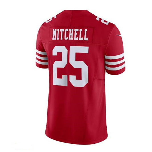 SF. 49ers #25 Elijah Mitchell Vapor F.U.S.E. Limited Jersey - Scarlet Stitched American Football Jersey - Main View