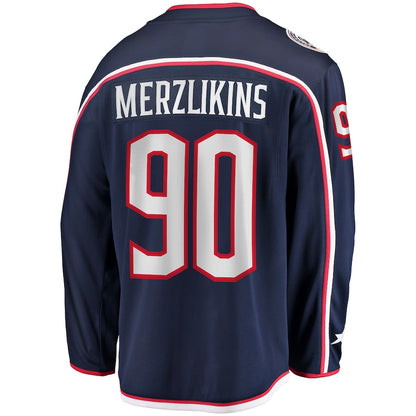 C.Blue Jackets #90 Elvis Merzlikins Fanatics Branded Home Breakaway Player Jersey Navy Stitched American Hockey Jerseys - Main View