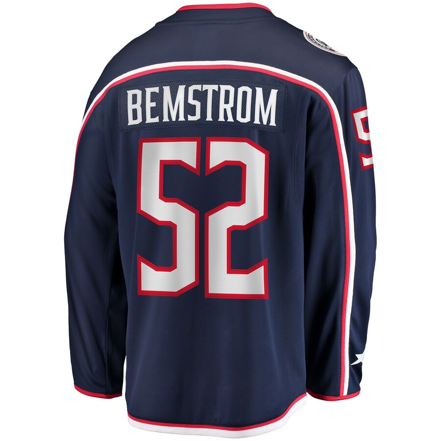 C.Blue Jackets #52 Emil Bemstrom Fanatics Branded Home Breakaway Player Jersey Navy Stitched American Hockey Jerseys - Main View