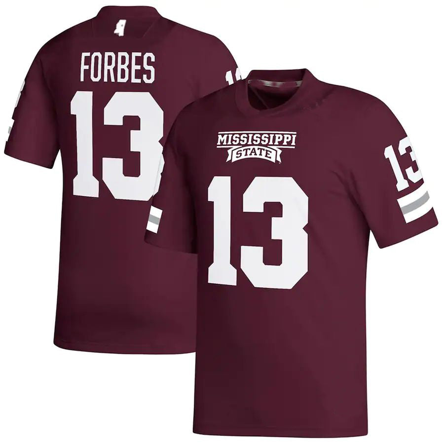 M.State Bulldogs #13 Emmanuel Forbes NIL Replica Maroon Football Jersey Stitched American College Jerseys - Main View
