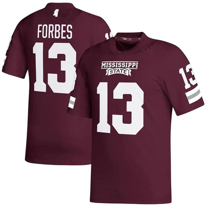 M.State Bulldogs #13 Emmanuel Forbes NIL Replica Maroon Football Jersey Stitched American College Jerseys - Main View