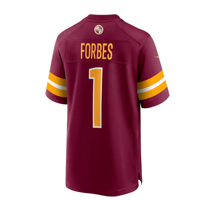 W.Commanders #1 Emmanuel Forbes 2023 Draft First Round Pick Game Jersey - Burgundy Stitched American Football Jerseys - Main View