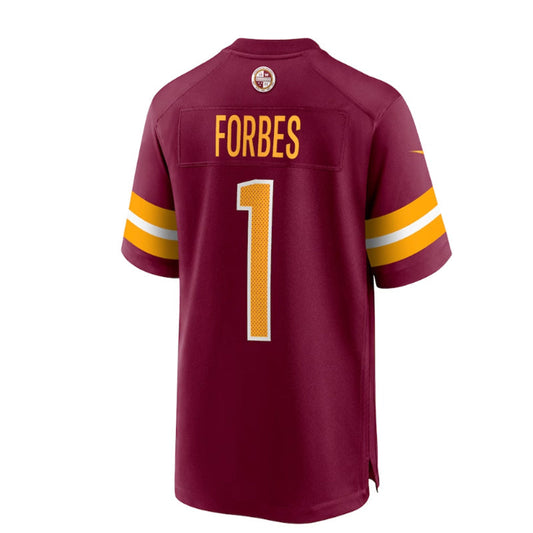 W.Commanders #1 Emmanuel Forbes 2023 Draft First Round Pick Game Jersey - Burgundy Stitched American Football Jerseys - Main View