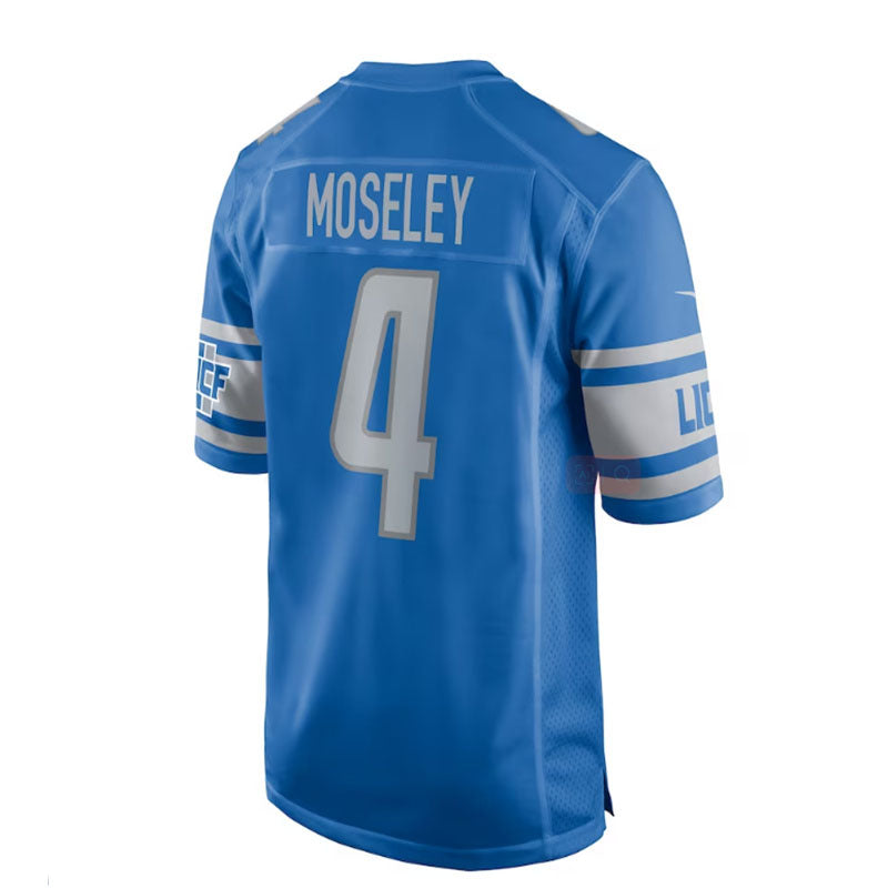 D.Lions #4 Emmanuel Moseley Game Jersey - Blue Stitched American Football Jerseys - Main View
