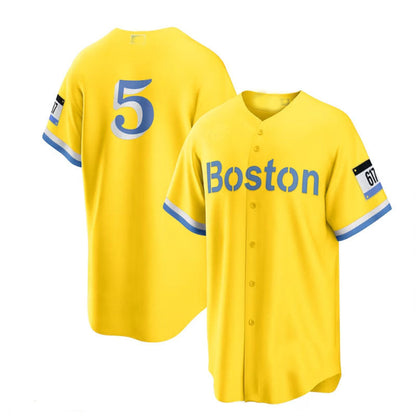 Boston Red Sox  #5 Enrique Hernandez  City Connect Replica Player Jersey - Gold Light Blue Baseball Jerseys - Main View