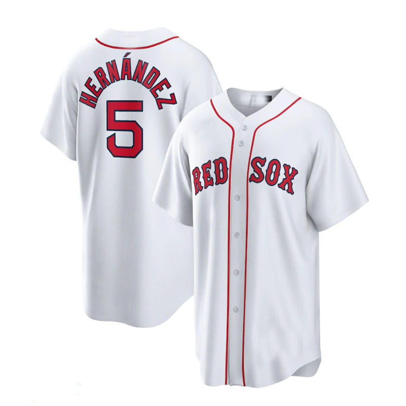 Boston Red Sox  #5 Enrique Hernandez Home Official Replica Player Jersey - White Baseball Jerseys - Main View