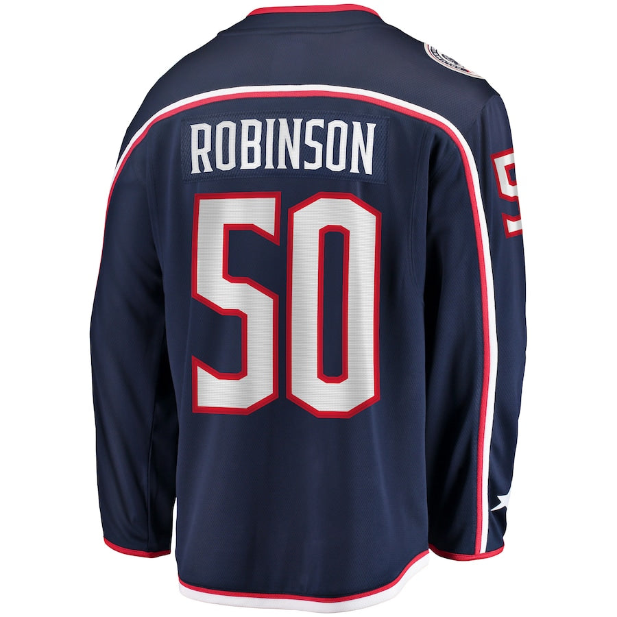 C.Blue Jackets #50 Eric Robinson Fanatics Branded Home Breakaway Player Jersey Navy Stitched American Hockey Jerseys - Main View
