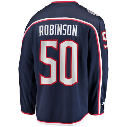 C.Blue Jackets #50 Eric Robinson Fanatics Branded Home Breakaway Player Jersey Navy Stitched American Hockey Jerseys - Main View