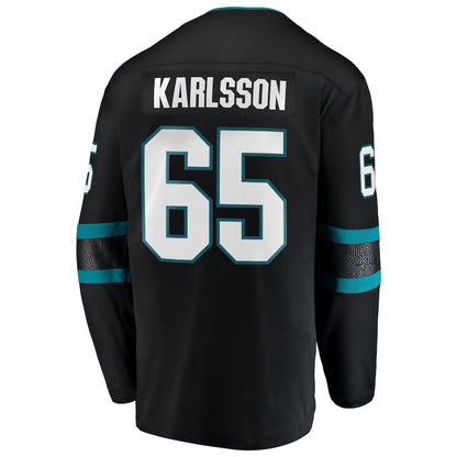 SJ.Sharks #65 Erik Karlsson Fanatics Branded Breakaway Alternate Player Jersey  Black Stitched American Hockey Jerseys - Main View