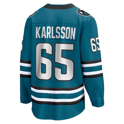 SJ.Sharks #65 Erik Karlsson Fanatics Branded Home Premier Breakaway Player Jersey Teal Stitched American Hockey Jerseys - Main View