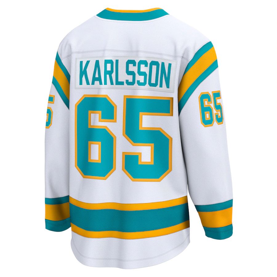 SJ.Sharks #65 Erik Karlsson Fanatics Branded Special Edition 2.0 Breakaway Player Jersey White Stitched American Hockey Jerseys - Main View