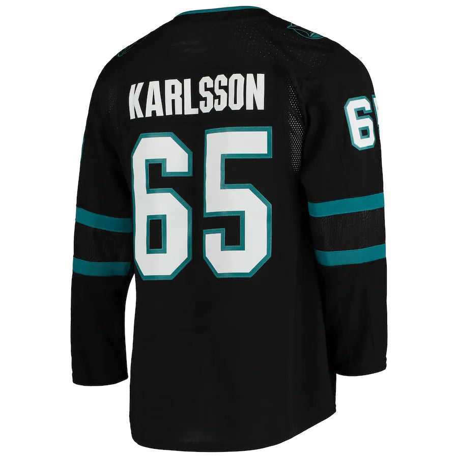 SJ.Sharks #65 Erik Karlsson Alternate Authentic Player Jersey Black Stitched American Hockey Jerseys - Main View