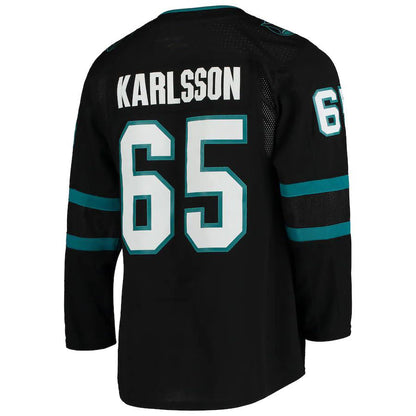 SJ.Sharks #65 Erik Karlsson Alternate Authentic Player Jersey Black Stitched American Hockey Jerseys - Main View