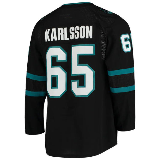 SJ.Sharks #65 Erik Karlsson Alternate Authentic Player Jersey Black Stitched American Hockey Jerseys - Main View