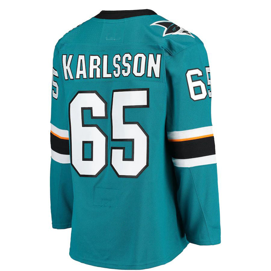 SJ.Sharks #65 Erik Karlsson Home Authentic Team Player Jersey Teal Stitched American Hockey Jerseys - Main View
