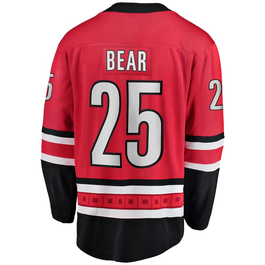 C.Hurricanes #25 Ethan Bear Fanatics Branded Home Breakaway Player Jersey Red Stitched American Hockey Jerseys - Main View