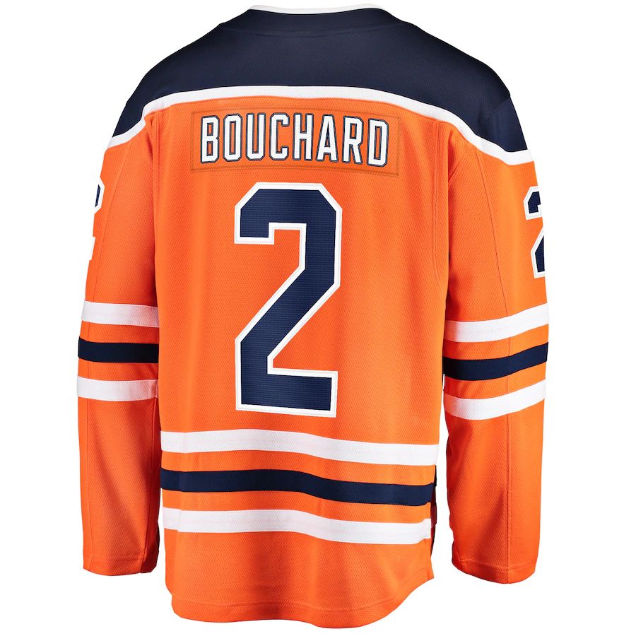 E.Oilers #2 Evan Bouchard Fanatics Branded Home Breakaway Jersey Orange Stitched American Hockey Jerseys - Main View