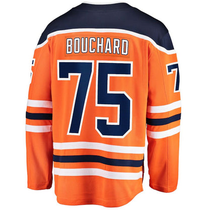 E.Oilers #75 Evan Bouchard Fanatics Branded Home Breakaway Player Jersey Orange Stitched American Hockey Jerseys - Main View