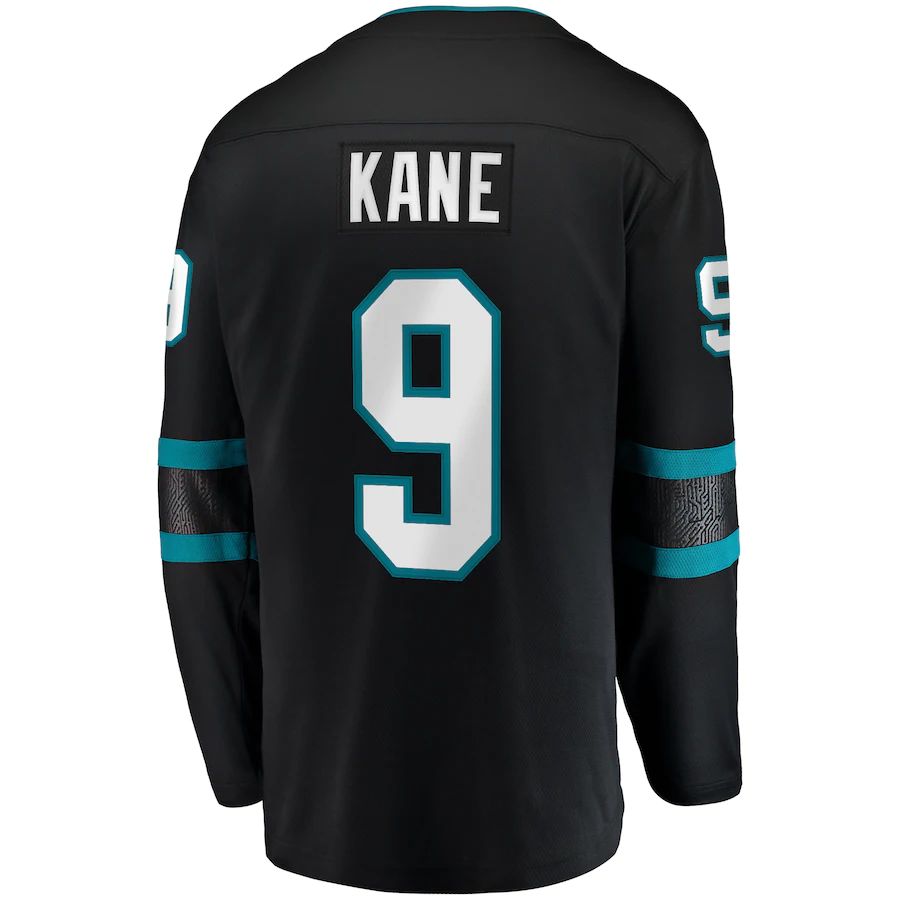 SJ.Sharks #9 Evander Kane Fanatics Branded Alternate Premier Breakaway Player Jersey Black Stitched American Hockey Jerseys - Main View