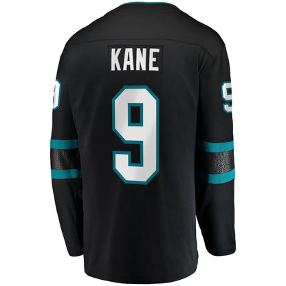 SJ.Sharks #9 Evander Kane Fanatics Branded Alternate Premier Breakaway Player Jersey Black Stitched American Hockey Jerseys - Main View