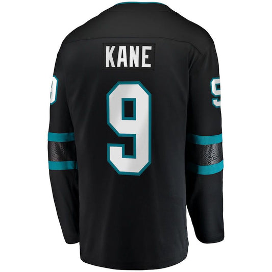 SJ.Sharks #9 Evander Kane Fanatics Branded Alternate Premier Breakaway Player Jersey Black Stitched American Hockey Jerseys - Main View
