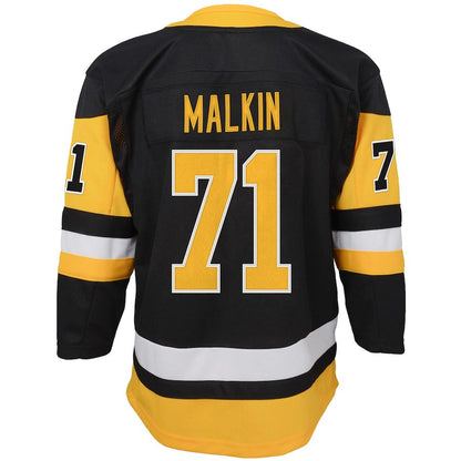 P.Penguins #71 Evgeni Malkin Home Premier Player Jersey Black Stitched American Hockey Jerseys - Main View