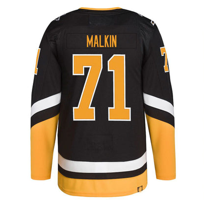 P.Penguins #71 Evgeni Malkin 2021-22 Alternate Primegreen Authentic Pro Player Jersey Black Stitched American Hockey Jerseys - Main View
