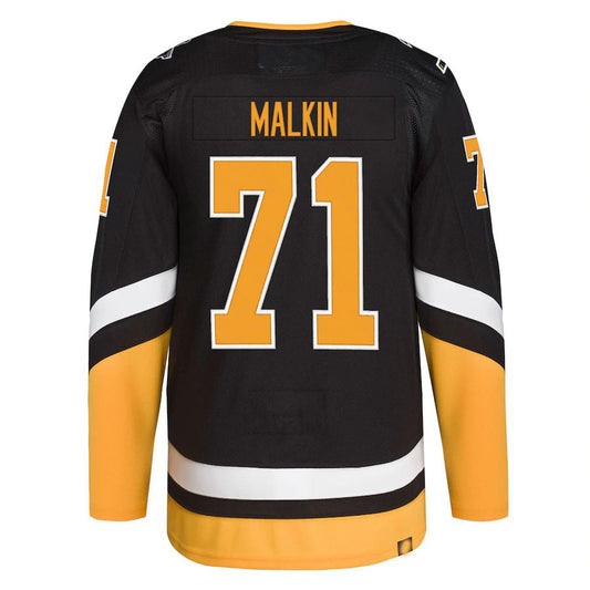 P.Penguins #71 Evgeni Malkin 2021-22 Alternate Primegreen Authentic Pro Player Jersey Black Stitched American Hockey Jerseys - Main View