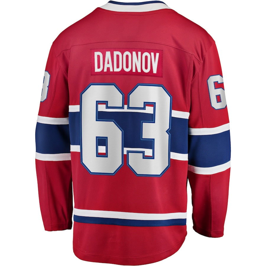 M.Canadiens #63 Evgenii Dadonov Fanatics Branded Home Breakaway Player Jersey Red Stitched American Hockey Jerseys - Main View