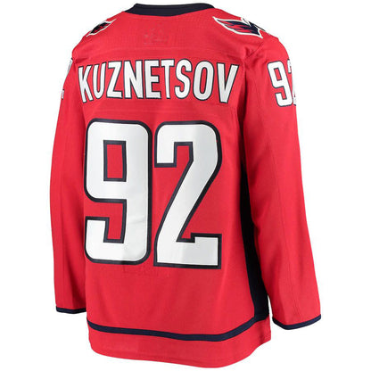 W.Capitals #92 Evgeny Kuznetsov Home Authentic Player Jersey  Red Stitched American Hockey Jerseys - Main View