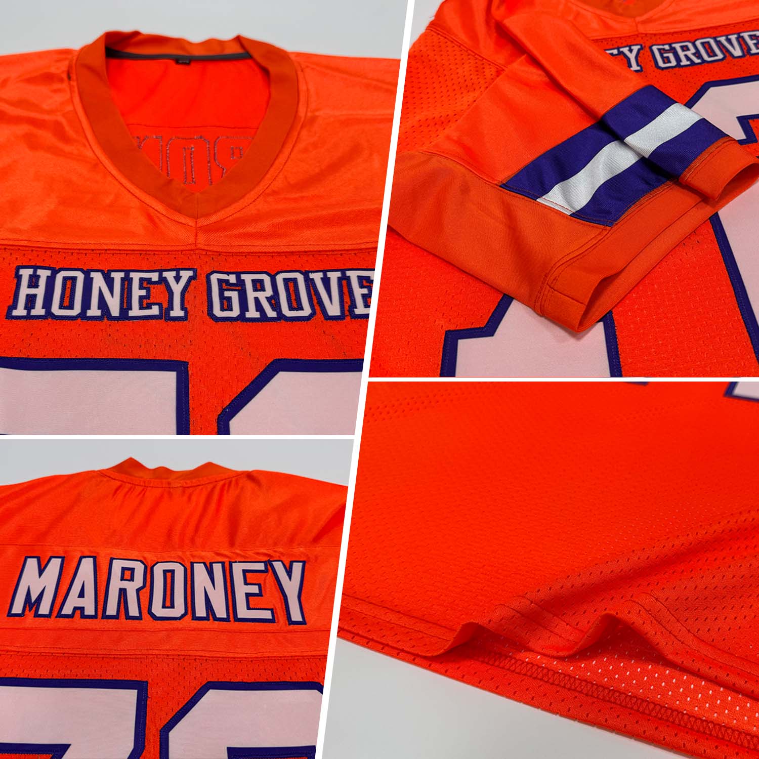 Custom Orange White-Purple Mesh Authentic Football Jersey view 2