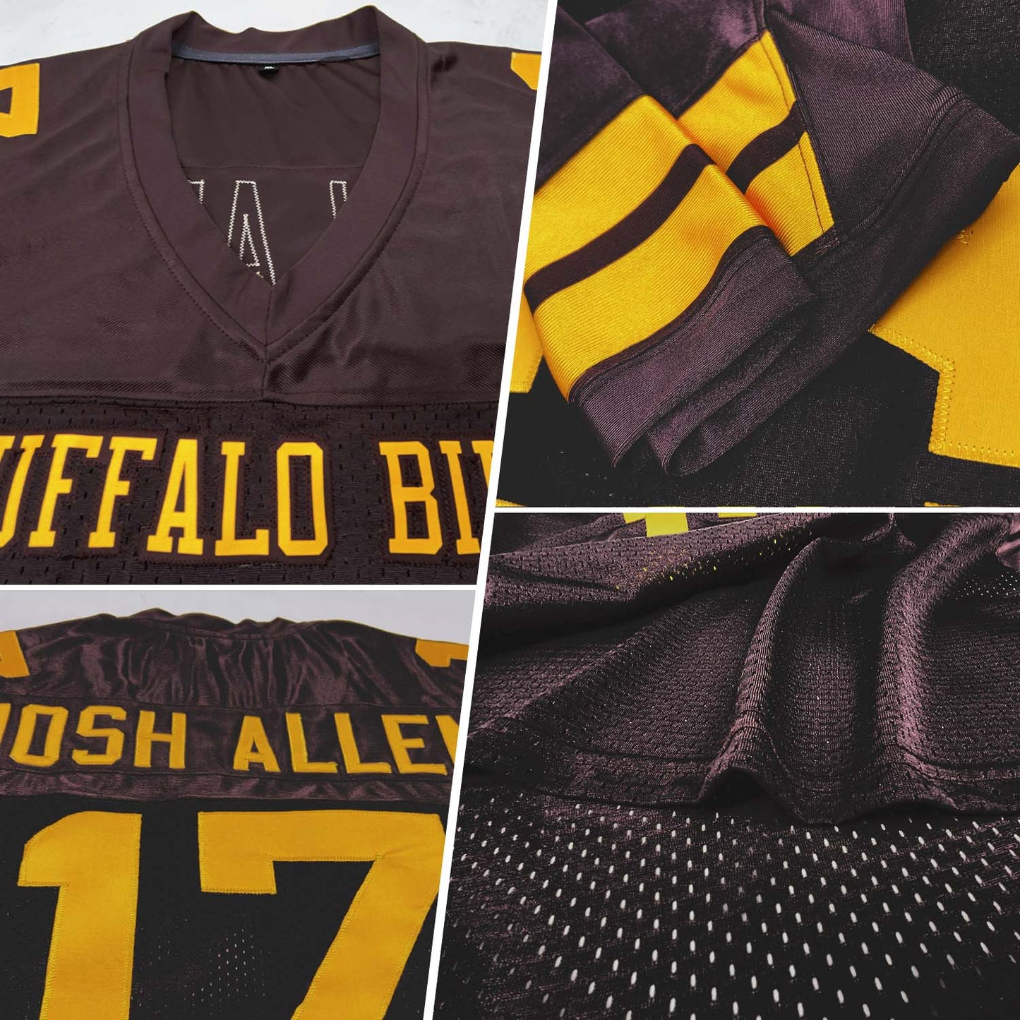 Custom Brown Gold Mesh Authentic Football Jersey view 2