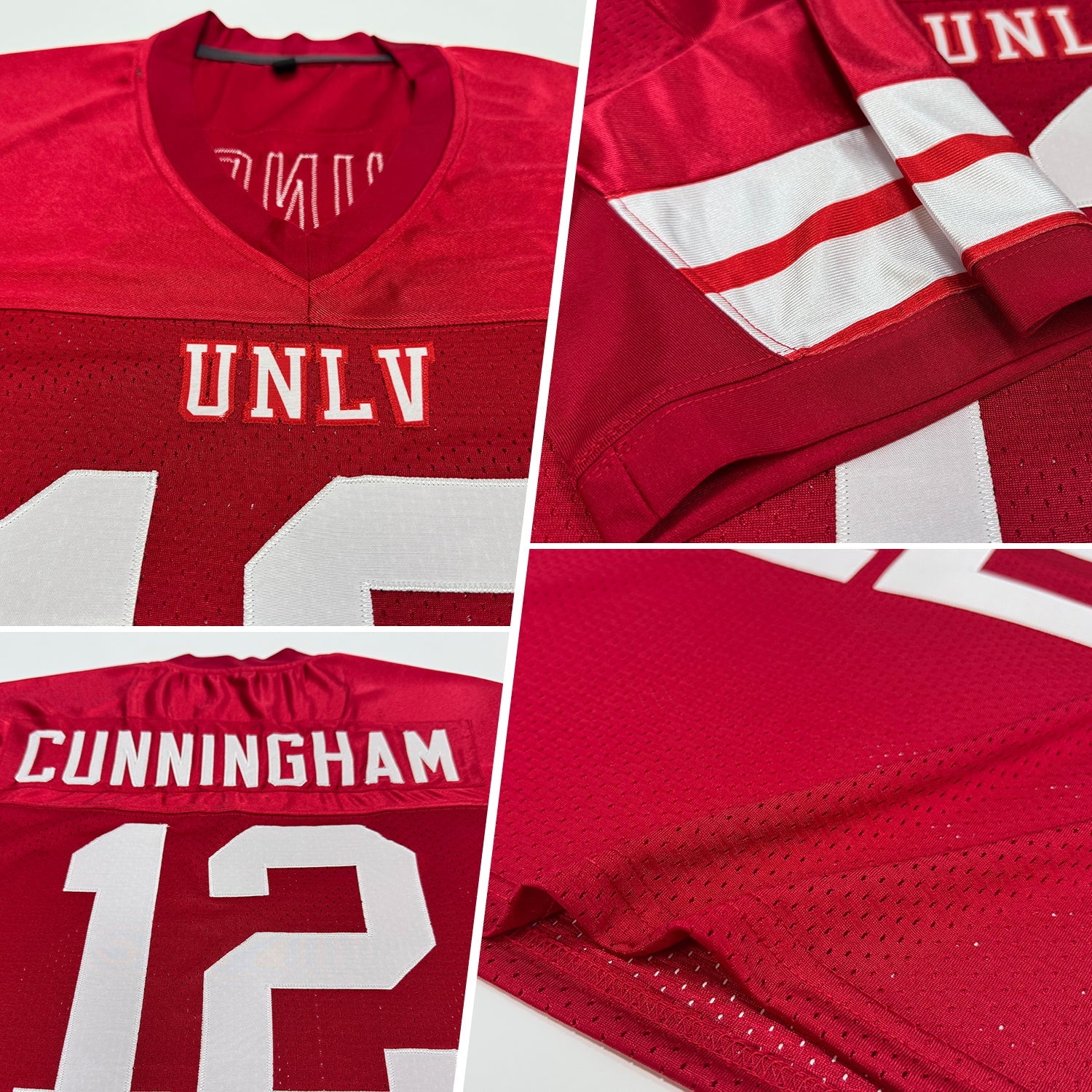 Custom Red White Mesh Authentic Football Jersey view 2