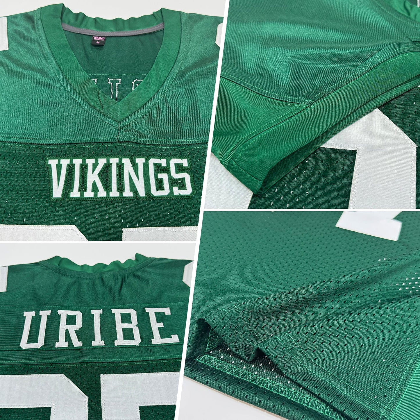 Custom Green White Mesh Authentic Football Jersey view 2