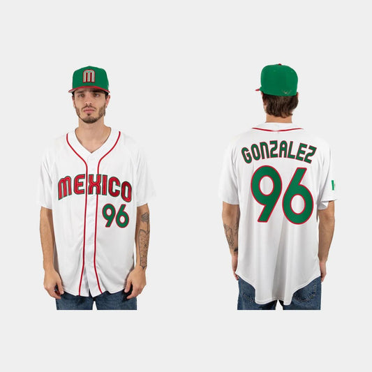 #96 FELIPE GONZALEZ MEXICO BASEBALL 2023 WORLD BASEBALL CLASSIC JERSEY ¨C WHITE Stitches Baseball Jerseys - Main View
