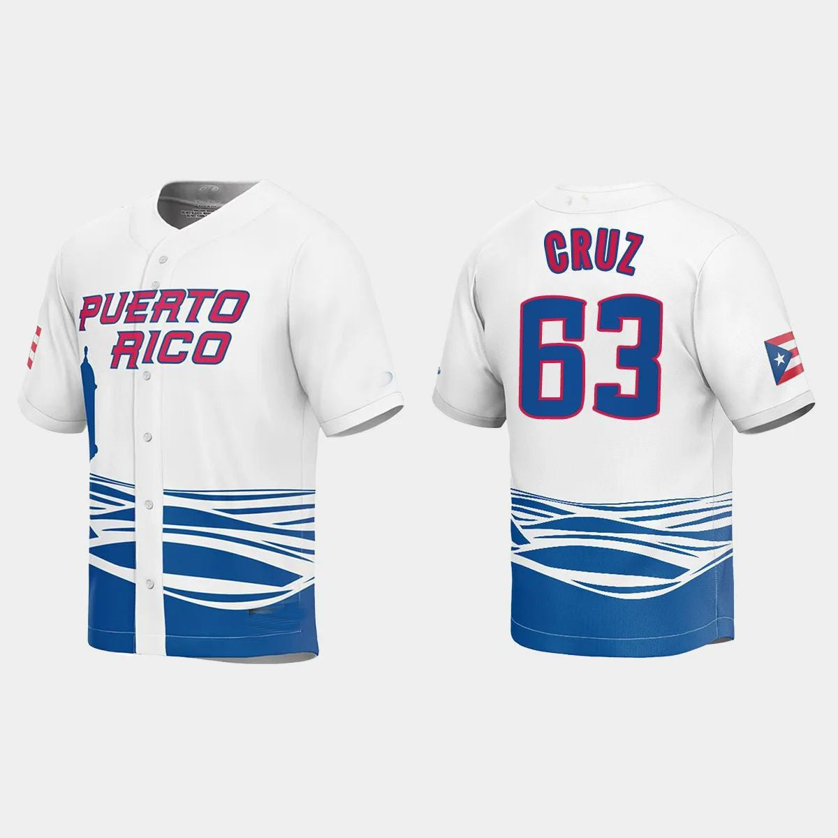 #63 FERNANDO CRUZ PUERTO RICO BASEBALL 2023 WORLD BASEBALL CLASSIC JERSEY ¨C WHITE Stitches Baseball Jerseys - Main View