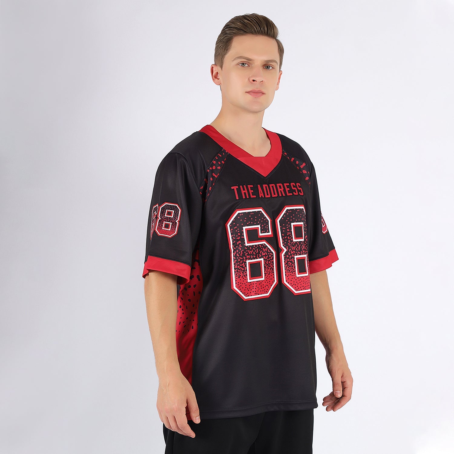 Custom Black Red-Gray Drift Fashion Football Jersey view 2