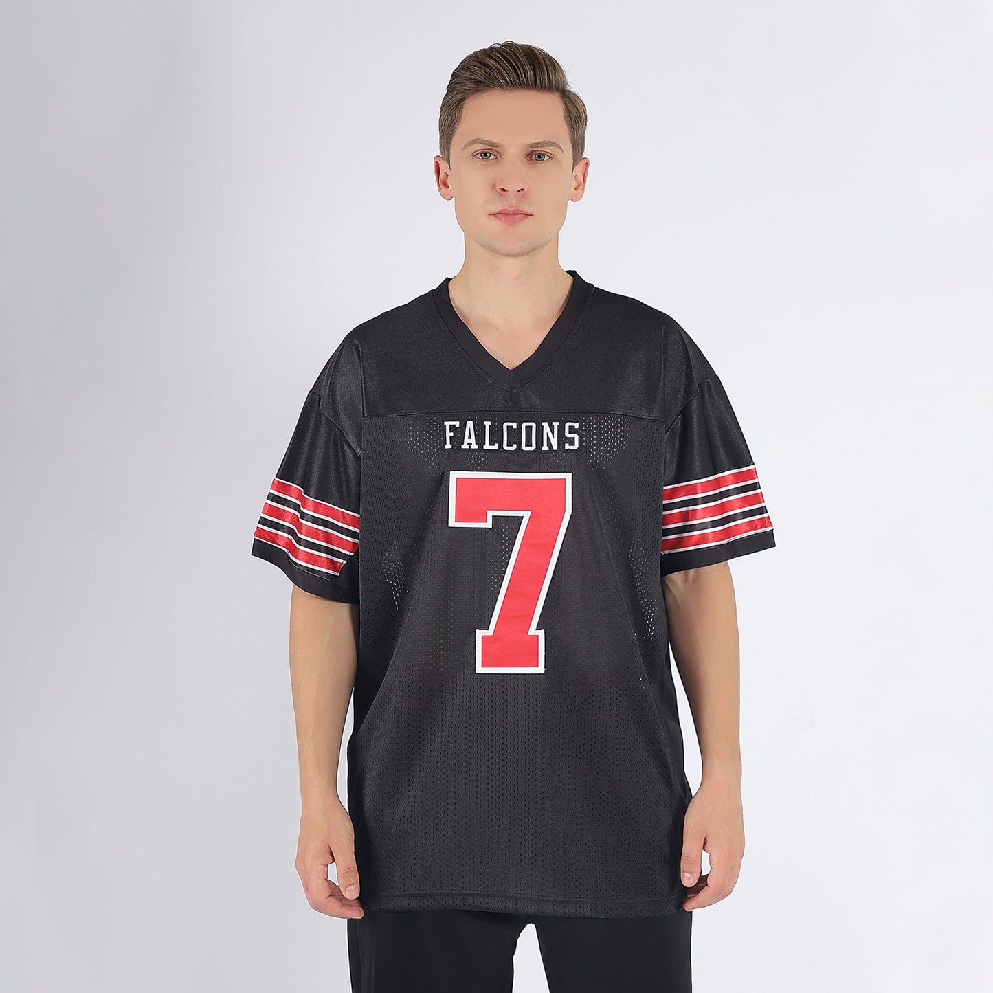 Custom Black Red-White Mesh Authentic Football Jersey view 2