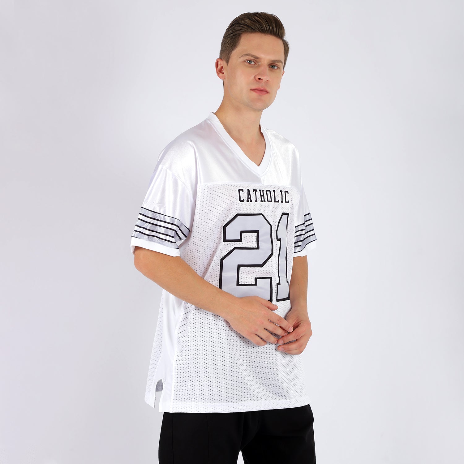 Custom White Silver-Black Mesh Authentic Football Jersey view 2