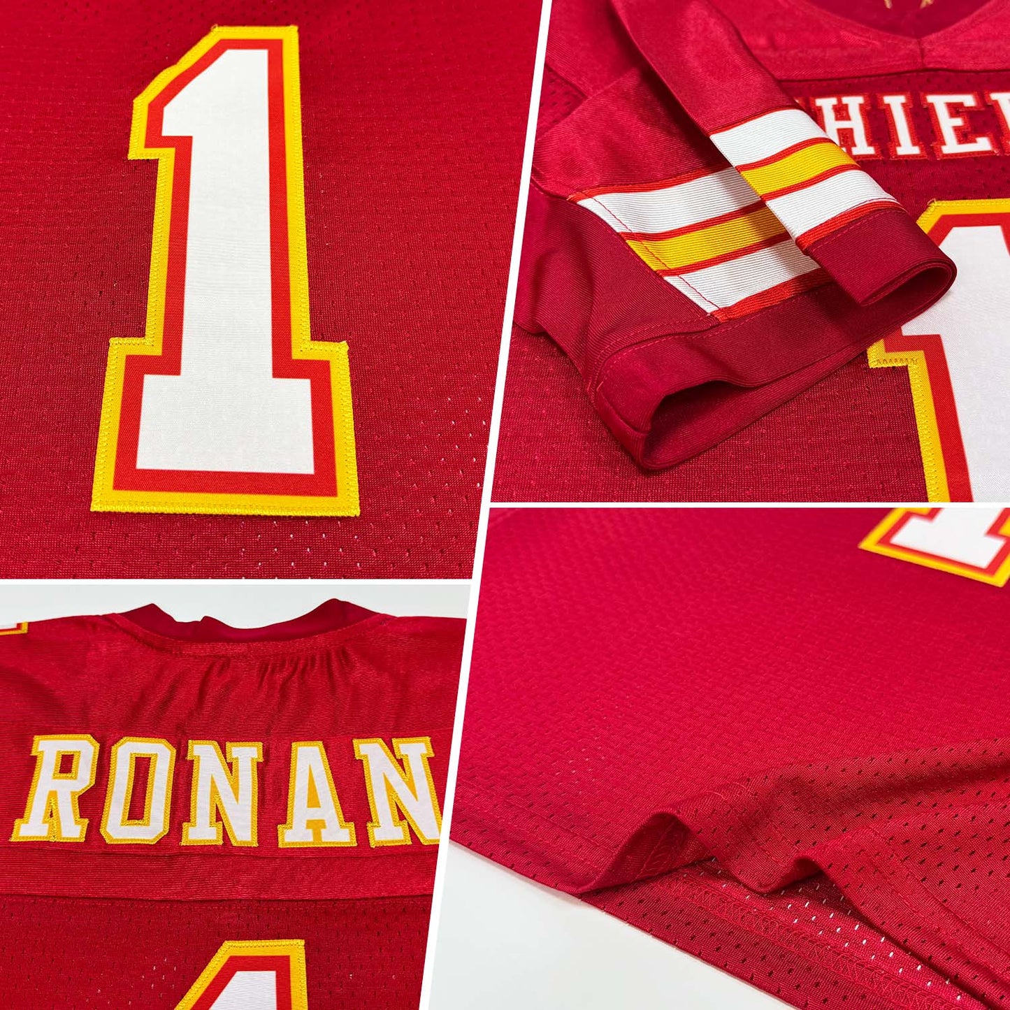 Custom Scarlet White-Gold Mesh Authentic Football Jersey view 2