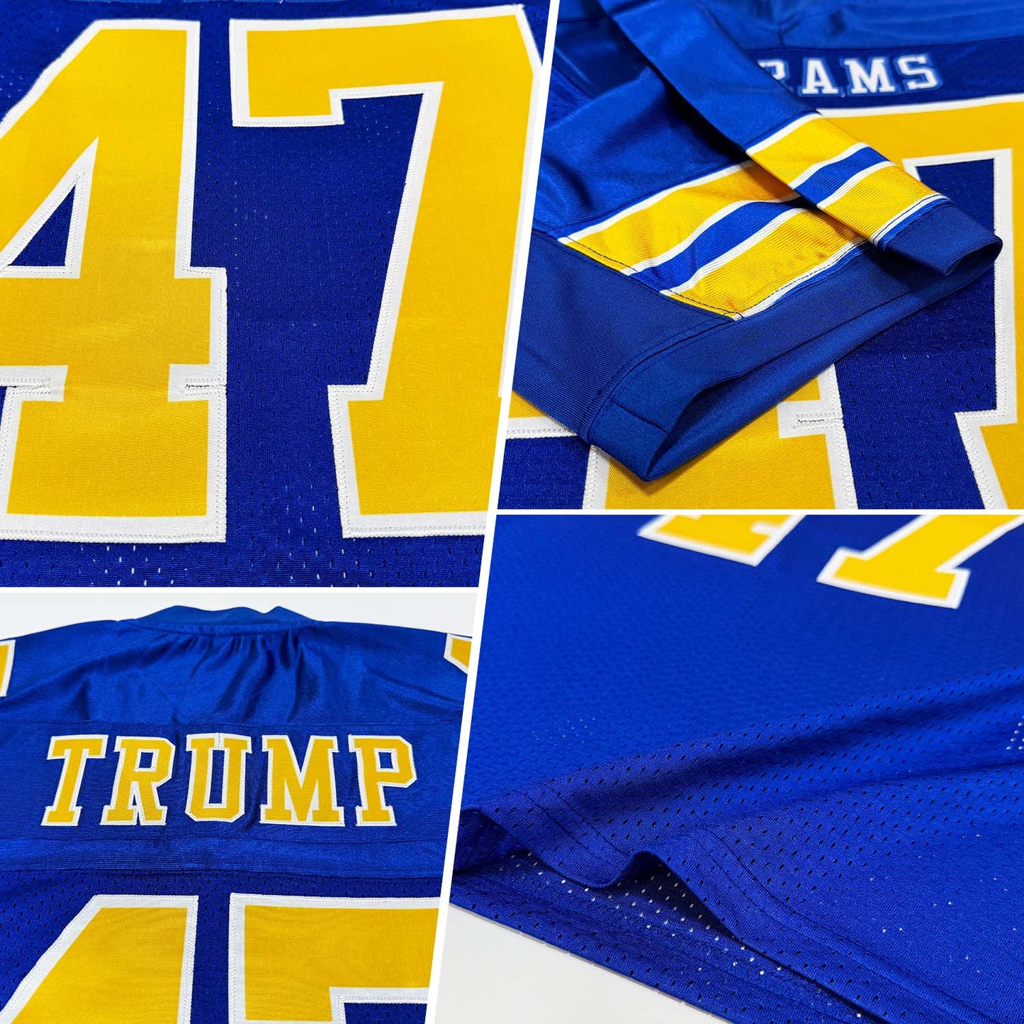 Custom Royal Gold-White Mesh Authentic Football Jersey view 2