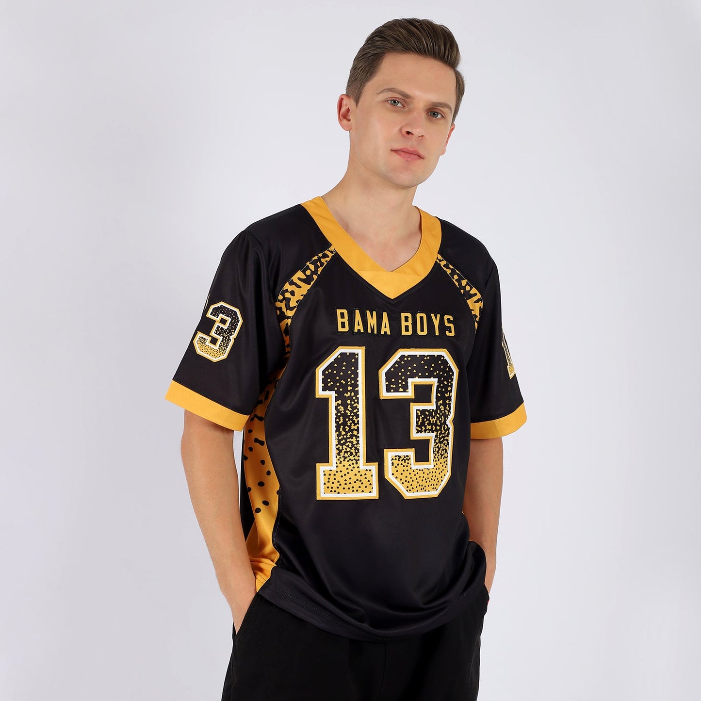 Custom Black Gold-White Drift Fashion Football Jersey view 2