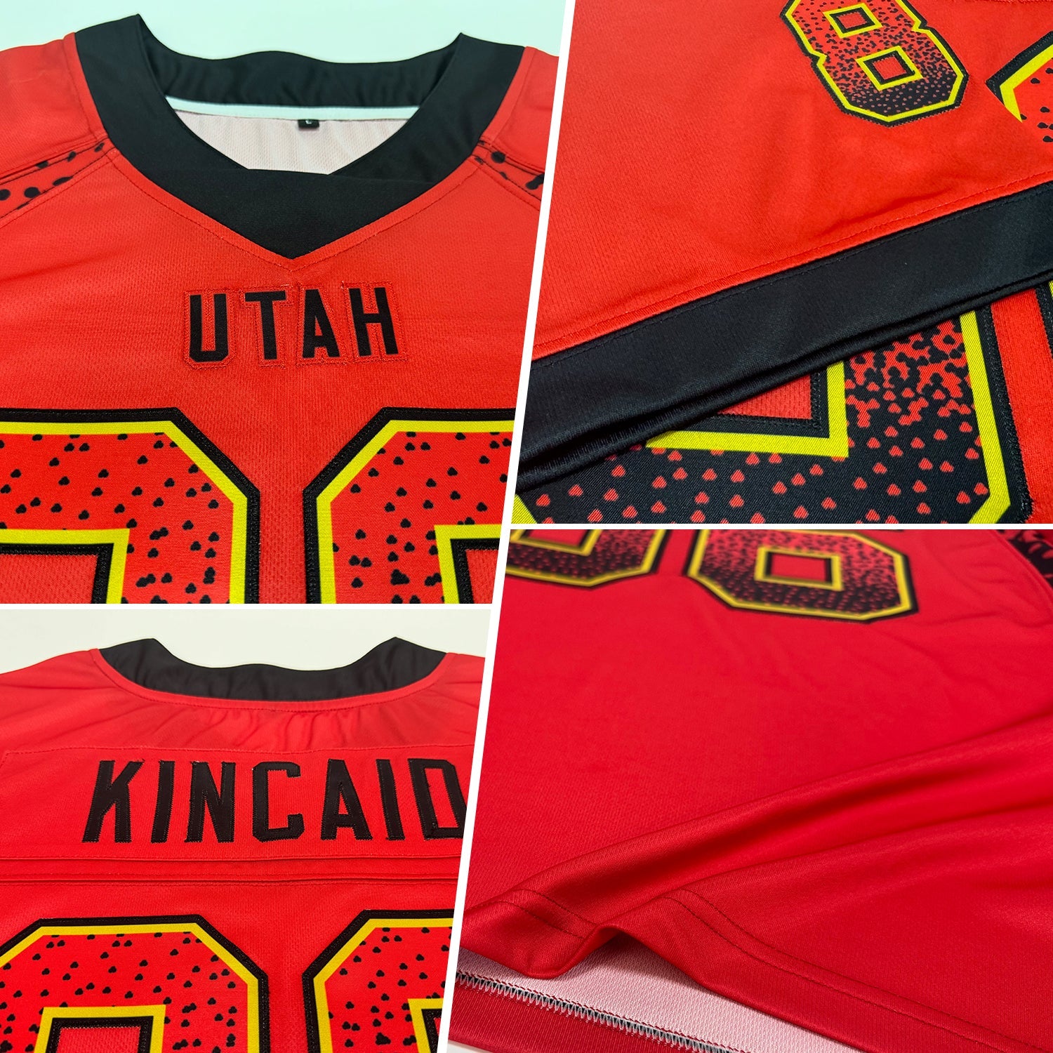 Custom Red Black-Old Gold Drift Fashion Football Jersey view 2